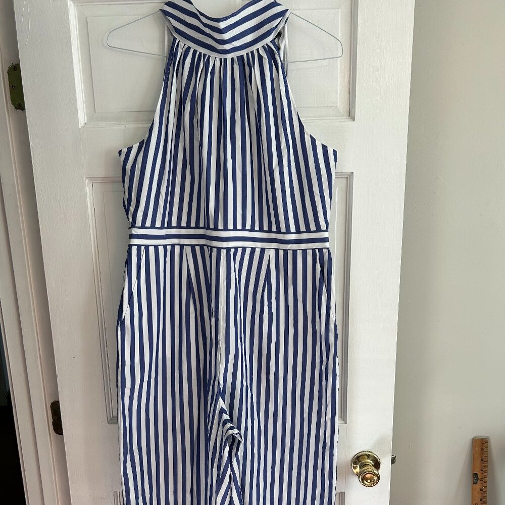 J CREW Blue and White Striped Halter Jumpsuit - NWT